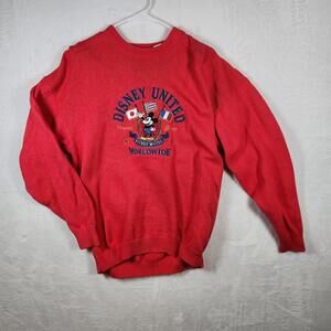 Vintage Disney United‎ Worldwide Sweater Red Size XL Cotton Embroidered